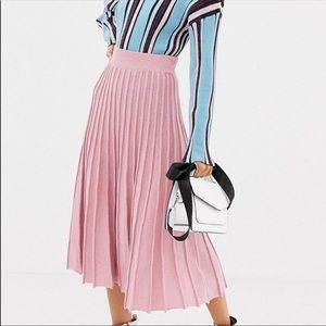 ASOS pink metallic midi skirt